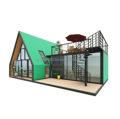 Villa Living o Hotel Elegante Residenziale Prefabbricato Container House con vetrate in lega di alluminio in Steel Triangle Design