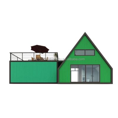 Villa Living o Hotel Elegante Residenziale Prefabbricato Container House con vetrate in lega di alluminio in Steel Triangle Design