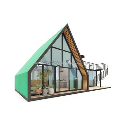 Villa Living o Hotel Elegante Residenziale Prefabbricato Container House con vetrate in lega di alluminio in Steel Triangle Design