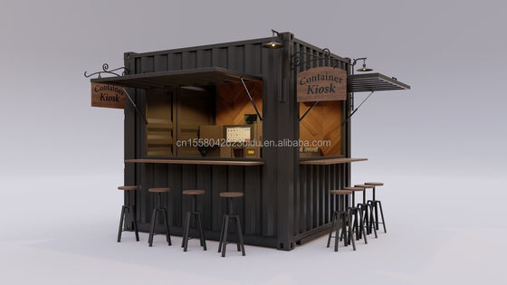 Tubi quadrati in acciaio galvanizzato Mini Popup Shop Mobile Container Bar Bar Case da caffè Container da 10 piedi con parete da 50 mm e parete da 75 mm