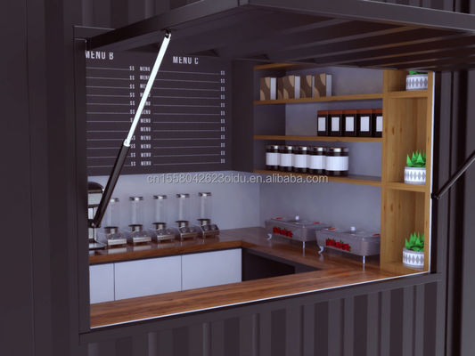 Tubi quadrati in acciaio galvanizzato Mini Popup Shop Mobile Container Bar Bar Case da caffè Container da 10 piedi con parete da 50 mm e parete da 75 mm