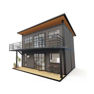 Struttura principale Tubi quadrati in acciaio galvanizzato in legno 4 camere da letto Bilayer Prefabbricato Casa container espandibile Progettazione per centro commerciale