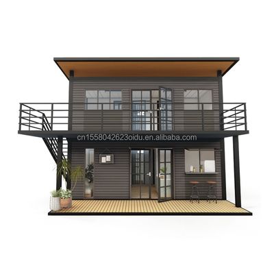Struttura principale Tubi quadrati in acciaio galvanizzato in legno 4 camere da letto Bilayer Prefabbricato Casa container espandibile Progettazione per centro commerciale