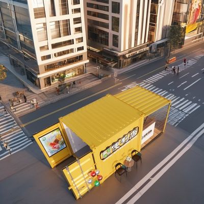 Contenitore in acciaio espandibile da 10 piedi Bar di contenitori prefabbricati per cibo veloce esterno Modificato Container per la spedizione
