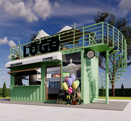 Portatile 10ft 20ft struttura in acciaio prefabbricata Case contenitore Mobile Bar Shop per il fast food Muro 50mm Wave Sandwich Panel