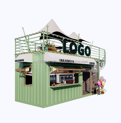 Portatile 10ft 20ft struttura in acciaio prefabbricata Case contenitore Mobile Bar Shop per il fast food Muro 50mm Wave Sandwich Panel