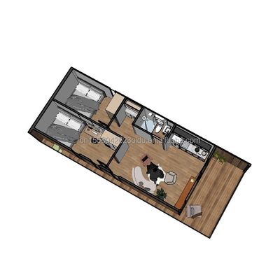 Acciaio galvanizzato flessibile portatile modulare 2-3 camere da letto Prefabbricato Flat Pack Mobile Cabina giardino Alberghi Ville Case pronte a disposizione