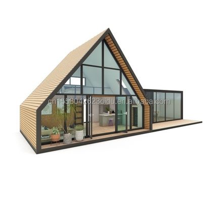 Moderno design pannello sandwich Casa triangolare in legno per hotel spiaggia camera solare vacanza con design di contenitore elegante