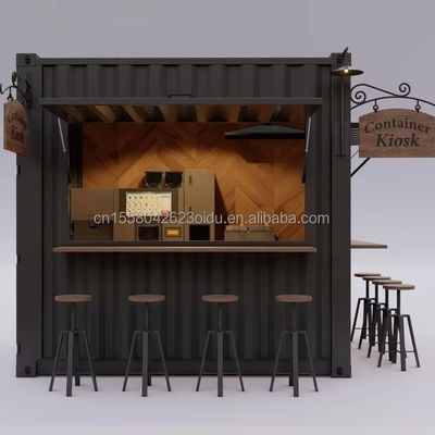 Modern 10 ft 20 ft Prefabbricato Acciaio Negozio Contenitore Chiosco Mobile Mini Bar per cucina all'aperto e ristorante Negozio di design mobile