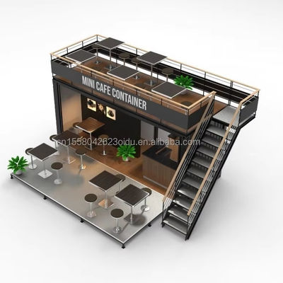 Modern 10 ft 20 ft Prefabbricato Acciaio Negozio Contenitore Chiosco Mobile Mini Bar per cucina all'aperto e ristorante Negozio di design mobile