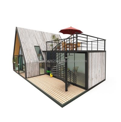 Piccole case in legno cabina/piccola forma triangolare struttura in acciaio casa a telaio kit stile di design cinese per alberghi e abitazioni