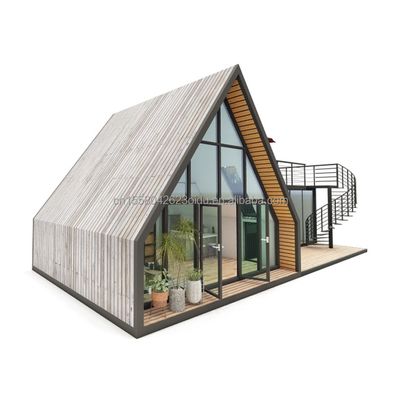 Piccole case in legno cabina/piccola forma triangolare struttura in acciaio casa a telaio kit stile di design cinese per alberghi e abitazioni
