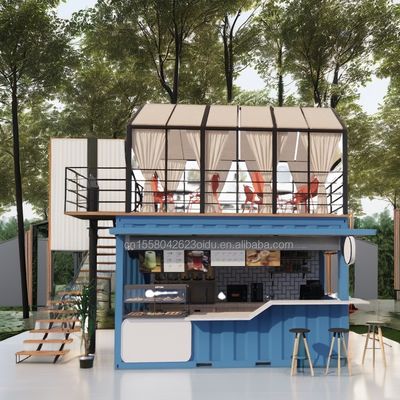 20ft Flat Pack Container Moderno Design Acciaio Prefabbricato Mobile Home Coffee Bar Shop con terrazza e applicazione esterna