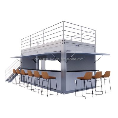 Casa in container prefabbricata a due piani per il centro commerciale stile Boba 50/75/100 mm Wave Sandwich Panel Parete e terrazza di design moderno