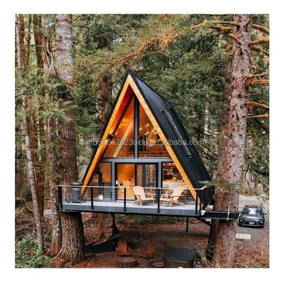 EU Hotel Moderna casa di legno triangolare con struttura in acciaio a forma di A in opzioni di lunghezza di 20 piedi o 40 piedi