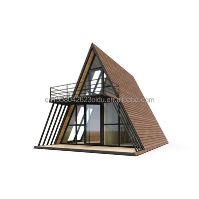 Resort Triangolo Forma Casa di legno Cornice in acciaio con galvanizzato di acciaio piegatura 180g e 50/75/100mm Wave Sandwich pannelli di pareti