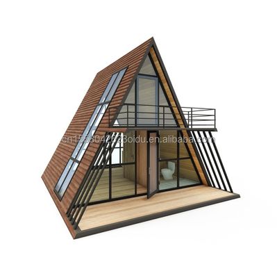 Resort Triangolo Forma Casa di legno Cornice in acciaio con galvanizzato di acciaio piegatura 180g e 50/75/100mm Wave Sandwich pannelli di pareti