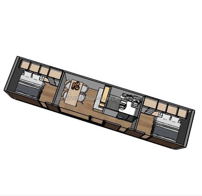 Abitazione familiare conveniente 2 camere da letto Casa di legno con struttura di tubo quadrato in acciaio galvanizzato e giardino