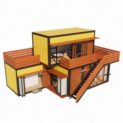 Negozi commerciali di strada Sala pieghevole Combinazione con il giallo Ristrutturazione industriale Vento esterno Flat Pack Container House