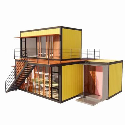Negozi commerciali di strada Sala pieghevole Combinazione con il giallo Ristrutturazione industriale Vento esterno Flat Pack Container House