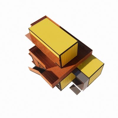 Negozi commerciali di strada Sala pieghevole Combinazione con il giallo Ristrutturazione industriale Vento esterno Flat Pack Container House