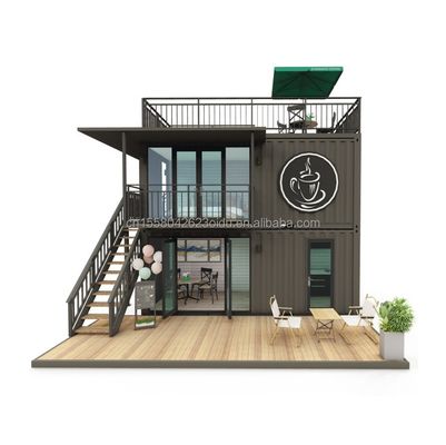Tubi quadrati in acciaio galvanizzato Moderna piccola casa piccola in stile occidentale Flat pack container Coffee shop per l'applicazione del centro commerciale