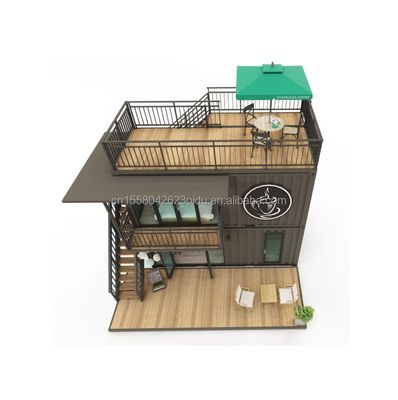 Tubi quadrati in acciaio galvanizzato Moderna piccola casa piccola in stile occidentale Flat pack container Coffee shop per l'applicazione del centro commerciale