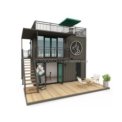 Tubi quadrati in acciaio galvanizzato Moderna piccola casa piccola in stile occidentale Flat pack container Coffee shop per l'applicazione del centro commerciale