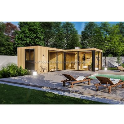 Struttura in acciaio Casa in legno Giardino Camera da letto Sceneggiatura sulla spiaggia Caratteristiche Home Stay Hotel 20ft Casa in contenitore in legno