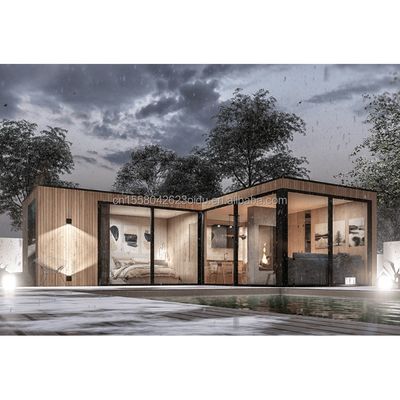 Struttura in acciaio Casa in legno Giardino Camera da letto Sceneggiatura sulla spiaggia Caratteristiche Home Stay Hotel 20ft Casa in contenitore in legno