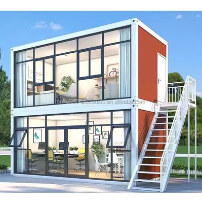 Container per la spedizione modificato per ufficio per aziende all'aperto Case di container prefabbricate a doppio piano modulari in acciaio