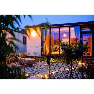 Materiali eco-compatibili 20ft 40ft 2 camere da letto giardino prefabbricato cabina casa porte di vetro contenitore casa di legno per hotel