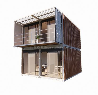 Container per la spedizione modificato per ufficio per aziende all'aperto Case di container prefabbricate a doppio piano modulari in acciaio