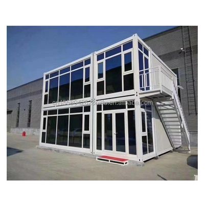Container per la spedizione modificato per ufficio per aziende all'aperto Case di container prefabbricate a doppio piano modulari in acciaio