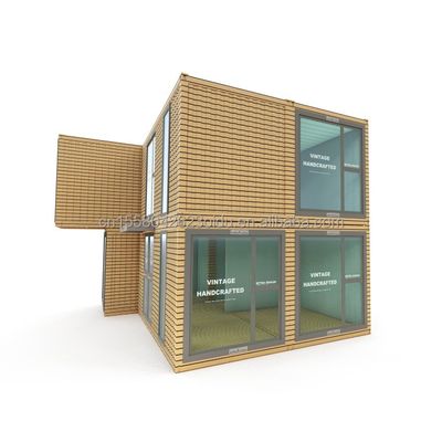Container per la spedizione modificato per ufficio per aziende all'aperto Case di container prefabbricate a doppio piano modulari in acciaio