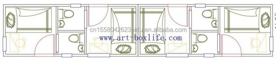Hotel 40 piedi 2 camere da letto Living Container House Color personalizzato Prefabbricato Prefabbricato Modulare Piccolo Trasportabile Spedizione Case portatili