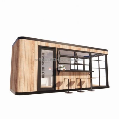 Tubi quadrati in acciaio galvanizzato Struttura 20ft Contenitore Bar da caffè Mobile Sunlight House Bar all'aperto con colore personalizzato