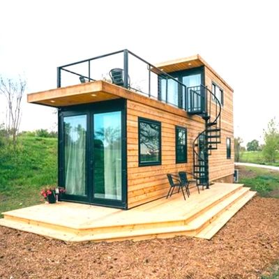 Casa di container mobile a pavimento in legno per il trasporto e il carico 20'/40' Container Prefab Modular Foldable Container Houses