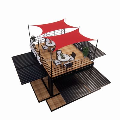 Negozio 20ft Parco Barbecue Contenitore Mobile Assemblea Portatile Bar da caffè Casa di legno con 50/75/100mm Wave Sandwich Pannello Pareti