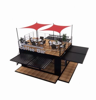 Negozio 20ft Parco Barbecue Contenitore Mobile Assemblea Portatile Bar da caffè Casa di legno con 50/75/100mm Wave Sandwich Pannello Pareti