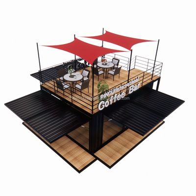 Negozio 20ft Parco Barbecue Contenitore Mobile Assemblea Portatile Bar da caffè Casa di legno con 50/75/100mm Wave Sandwich Pannello Pareti