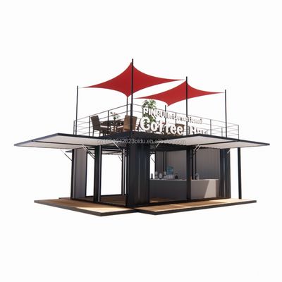 Negozio 20ft Parco Barbecue Contenitore Mobile Assemblea Portatile Bar da caffè Casa di legno con 50/75/100mm Wave Sandwich Pannello Pareti