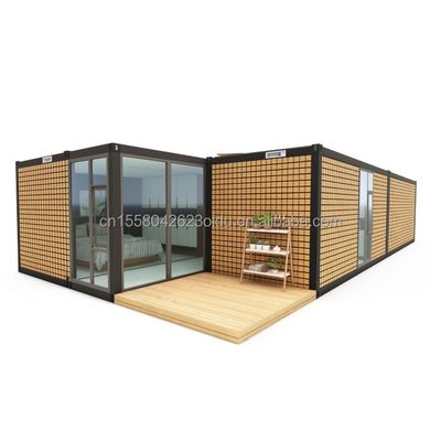 Casa prefabbricata con modello di contenitore moderno e pareti di pannelli sandwich ondulati