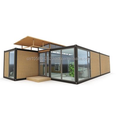 Casa prefabbricata con modello di contenitore moderno e pareti di pannelli sandwich ondulati