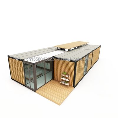 Casa prefabbricata con modello di contenitore moderno e pareti di pannelli sandwich ondulati