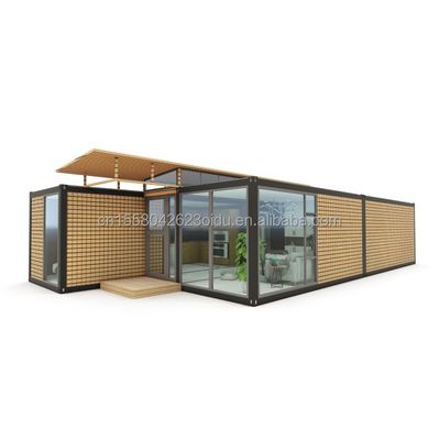 Casa prefabbricata con modello di contenitore moderno e pareti di pannelli sandwich ondulati