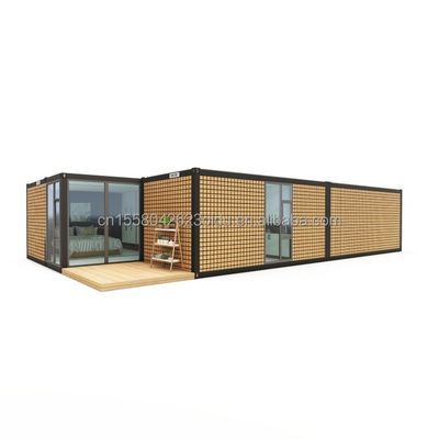 Casa prefabbricata con modello di contenitore moderno e pareti di pannelli sandwich ondulati