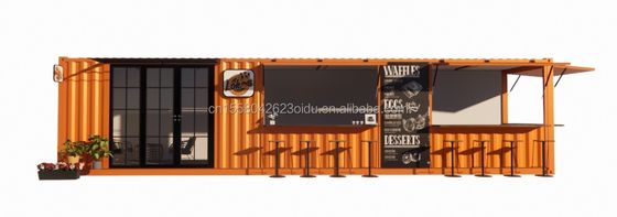 Negozio di contenitori pop-up di strada Casa prefabbricata Contenitore Caffe' 40ft 20ft con tubi quadrati in acciaio galvanizzato