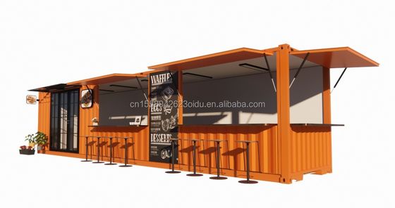 Negozio di contenitori pop-up di strada Casa prefabbricata Contenitore Caffe' 40ft 20ft con tubi quadrati in acciaio galvanizzato