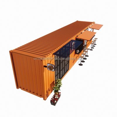 Negozio di contenitori pop-up di strada Casa prefabbricata Contenitore Caffe' 40ft 20ft con tubi quadrati in acciaio galvanizzato